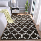 Chicrug Shag Geometric 6x9 Area Rug for Living Room, Large Modern Memory Foam Indoor Carpet, Fluffy Rug for Bedroom Bedside Room Decor for Family Girls Kids Nursery, Brown/White