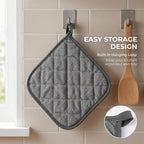 MAQIHAN Pot Holders for Kitchen - 4 PCS Cotton Pot Holder Set Hot Pads for Kitchen and Dining Essentials Decor and Accessories Gray 7 Inch Terry Cloth for Oven Cooking Baking Pans