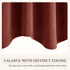 Rust Classic Velvet Valance 52x18 Inch 1 Panel | Earth Tone Wavy Kitchen Curtains, Vintage Window Treatment for Living Room, Bathroom, Small Windows, Christmas Decor