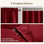Red Christmas Velvet Window Valance 52x18 Inch 4-Panel Set | Soft Wavy Kitchen Curtains for Windows, Luxury Fabric Aesthetic Window Treatment for Bay Window, Living Room