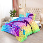 Mermaid Comforter Set Twin Fish Scale Patterns Printed Twin Bed Comforter Sets for Girls 2 Piece Kids All Season Ultra Soft MIcrofiber Mermaid Bedding Set Quilted Duvet with 1 Pillowcase, Twin Size