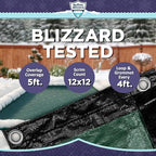 Buffalo Blizzard Supreme Plus 16 ft x 36 ft Rectangular Winter Pool Cover | Green/Black | Heavy Duty for Above Ground Swimming Pools | Easy Install | Cold & UV Resistant | Seasonal Debris Protection