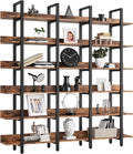 IRONCK Bookcase and Bookshelves Triple Wide 6-Tiers Large Open Shelves, Etagere Bookcases with Back Fence for Home Office Decor, Easy Assembly, Vintage Brown