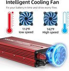 SUNWHEEL 1000W Power Inverter, DC 12V to 110V AC Car Inverter with LCD Screen Display, 2 AC Outlets, Equipped with 2 Clips for Truck, Home, Vehicles, Laptop, Trip
