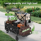 AYP Collapsible Wagon Cart Foldable with Wheels, Beach Wagon with Extended Tailgate & Brake, Heavy Duty Rolling Carts for Garden, Grocery Shopping, Camping, Outdoor Sports, Yard Work, Fishing