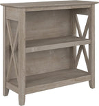 Bush Furniture Key West Small 2 Shelf Bookcase in Washed Gray