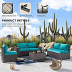Kullavik 12PCS Outdoor Patio Furniture Set PE Wicker Rattan Sectional Sofa Patio Conversation Sets,Blue