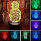 I Love Pineapple 3D Bedside Lamp for Decors - 7 Colors Fruit Pineapple Table lamp Acrylic Crystal Panel 3D Pineapple Decorative Arts Lamp for Bars Stores