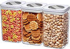 Amazing Abby - Carol - 96-Ounce Acrylic Canister (Set of 3), Plastic Airtight Food Container, Stackable for Pantry Storage, BPA-Free and Shatter-Proof, Perfect for Home and Commercial Use