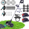 Weed Wacker Cordless Adjustable Weed Eaters 3 in 1 Electric String Trimmer Lawn with Two Battery with Charger Comes with Multiple Blades for Yard,Green,Garden(Black)