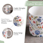 Maison d' Hermine Coffee Mug with Handles Tea Cups (12 Ounce, Pack of 1) | Fine Bone China Coffee Mugs for Hot Beverages Cappuccino Latte Home Restaurant Spring Summer -Just Floral - Blues 'N Redz