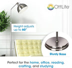 OttLite Covington Floor Lamp - Brushed Nickel, Adjustable Modern & Contemporary LED Light