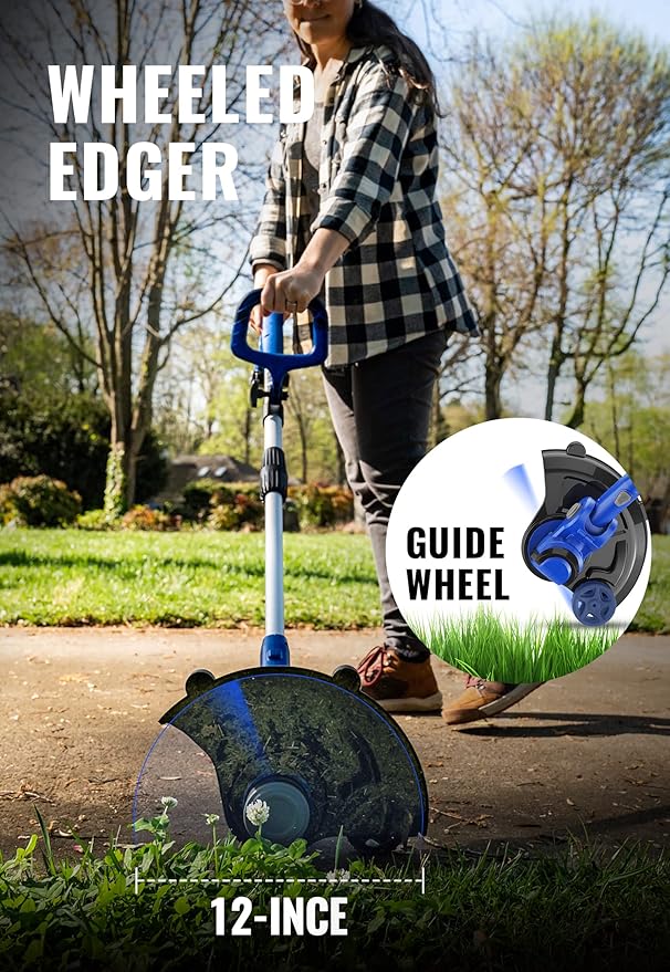 WILD BADGER POWER 20V Weed Wacker, Leaf Blower, Wheeled Edger Kit Electric with 2 * 2Ah Battery & Charger, String Trimmer, Lightweight, Adjustable Telescopic Shaft, Fast-Charging
