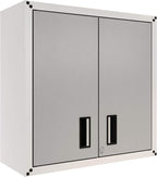 Floating Garage Storage Cabinet - Heavy-Duty Wall Mount Steel Cabinet, Lockable 2-Door Design, Removable Shelf, 44 lbs Capacity, Ready-to-Assemble Metal Garage Organizer (White and Grey)