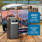 Portable Power Station, 27,000mAh Outdoor Generator with Built in Cable, Portable Power Bank Backup Battery for Phone Charge, Travel, Home use, Camping, RV Trip
