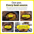 Lodge L10SKL Cast Iron Dual Handle Pan, 12 inch, Black