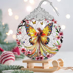Stained Glass Suncatcher Ornament - Fairy Christmas Decorations - Christmas Ornaments for Tree - Holiday Present Ideas - Gift Exchange