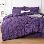 Bedsure California King Comforter Set - Cal King Bed Set 7 Pieces, Pinch Pleat Purple Cali King Bedding Set with Comforter, Sheets, Pillowcases & Shams