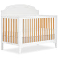 JPMA & Greenguard Gold Certified Milton 5-in-1 Convertible Crib Made with Sustainable New Zealand Pinewood in White and Natural, Non-Toxic Finish