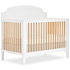 JPMA & Greenguard Gold Certified Milton 5-in-1 Convertible Crib Made with Sustainable New Zealand Pinewood in White and Natural, Non-Toxic Finish