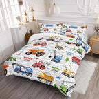 Axolotl Construction Comforter Set Twin,Excavator Bedding Set,Construction Vehicles Comforter Set,Excavator Comforter,Excavator Tractor Trucks Bedding Set for Kids Boys Teens,1 Quilt 2 Pillowcases