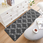 Chicrug Shag Geometric Modern Runner Rug for Bedroom, 2x6 Feet Memory Foam Indoor Hallway Runner Carpet, Fluffy Rug for Living Room Bedside Room Decor for Family, Dark Grey/White