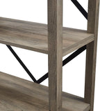 Walker Edison Andersen Urban Industrial Metal X Back 4 tier Bookshelf, 64 Inch, Grey Wash