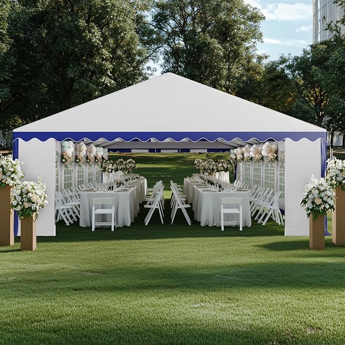 GREEN PARTY 20x40FT Party Tent Heavy Duty, Large Wedding Event Shelters with 7 Carry Bags & Removable Sidewalls, Outdoor Canopy Gazebo Commercial Tents for Parties Carport Camping Garden Patio