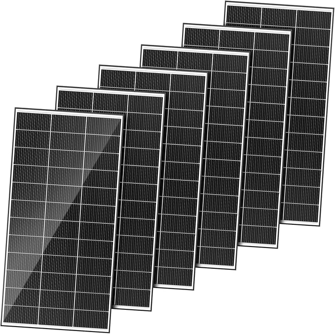 1200 Watt Solar Panels Bifacial 200 Watt Solar Panel 6 Pack 18BB Monocrystalline A+ Cell High-Efficiency Module PV Power Charger Homes Camping RV Battery Boat Caravan Other Off-Grid Applications