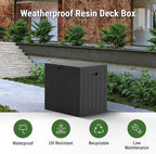 Mars Villa 31 Gallon Outdoor Storage Box, Waterproof Deck Box, Outside Storage Bin for Patio Furniture Cushions, Pool Supplies, Garden Tools, Weatherproof, Black