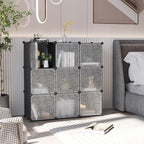 C&AHOME Cube Storage Organizer with Doors, 9-Cube Shelves, Closet Cabinet, DIY Plastic Modular Bookshelf, Storage Shelving Ideal for Bedroom, Living Room, 36.6”L x 12.4”W x 36.6”H Black USHS3009B-DOOR
