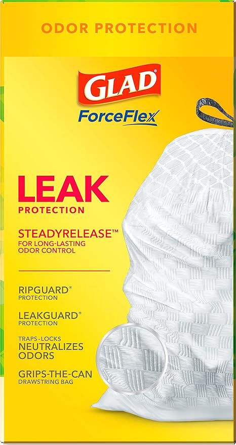 Glad ForceFlex Tall Kitchen Trash Bags, 13 Gal, Gain Original with Febreze, 80 Ct (Pack May Vary)