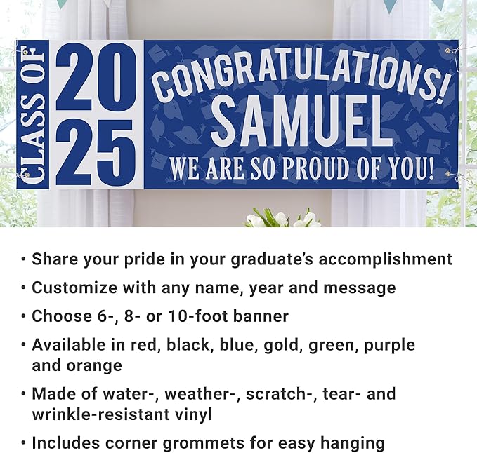 Let's Make Memories Personalized Graduation Banner Class of 2025 - Graduation Party Decorations - Congratulations Banner - Indoor/Outdoor Vinyl - Best in Class - Gold - 6 ft.