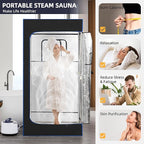 Portable Sauna, Full Size, Steam Tent Sauna Box with 3.0L Steamer, Remote Control, Folding Chair, 9 Levels