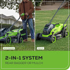 Greenworks 24V 13" Brushless (Push) Cordless Lawn Mower, 4.0Ah Battery and Charger