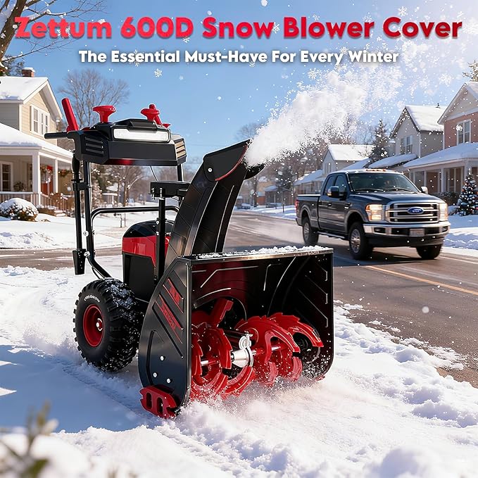 Zettum Snow Blower Cover - 600D Snowblower Covers Waterproof Heavy Duty, Outdoor Snow Thrower Cover Universal Fit for EGO, Honda, Ryobi, Cub Cadet, Ariens, Troy Bilt, Snow Joe, Toro and PowerSmart