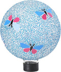 Gazing Ball 8 Inch Butterfly Glass Mosaic Garden Globe Outdoor Gazing Globe Yard Ornament for Garden Yard Home Lawn Outdoor Decoration Gift for Women (Not Solar Powered)