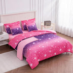 Full Size Bedding Sets Kids Bedding Sets for Girls,Galaxy Bedding 7pieces Glitter Pink Comforter Colorful Comforter Full Size Comforter Sets for Teen Girls(Purple)
