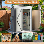 Greesum 5×3 FT Outdoor Storage Shed, Metal Storaged Sheds Without Floor, Tool Sheds with Lockable Doors and Slooping Roof for Garden, Patio, Backyard, Gray