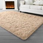 Super Soft Fluffy Shaggy Rugs for Living Room Bedroom, Fuzzy Plush Area Rugs for Girls Kids Room Nursery Home Decor, Furry Dorm Rug Cute Non-Slip Indoor Floor Carpet 5x8 Feet, Beige