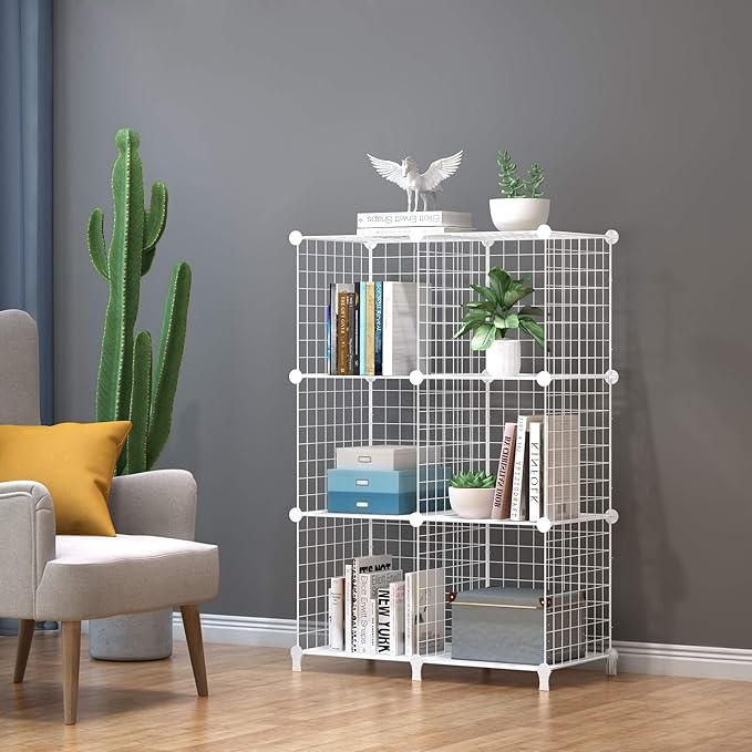 HOMIDEC Wire Cube Storage, Storage Shelves 6 Cube Bookshelf Bookcase Closet Organizer and Storage, Wire Storage Shelves Multi-Use DIY Storage Cube Shelf for Books, Toys, Clothes, Tools