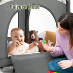 5 in 1 Infant Newborn Baby Crib,Baby Bassinet Bedside Cribs,Pack and Play with Bassinet and Changing Table,Portable Travel Baby Playpen with Bassinet Toys & Music Box,Portable Travel Crib,Dark Gray