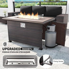 Kullavik 13 Pieces Outdoor Patio Furniture Set with 43" 55000BTU Gas Propane Fire Pit Table PE Wicker Rattan Sectional Sofa Patio Conversation Sets,Black