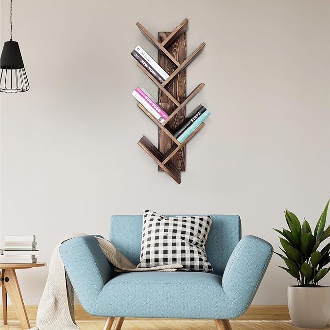 Tree Bookshelf 7-Tier | Wall Bookshelf | Book Organizer | Solid Wood Bookshelf for Kids | Floating Bookshelf Organizer