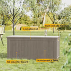 270 Gallon Outdoor Storage Box Patio Deck Box Waterproof, Resin Lockable Outside Large Storage Bin for Pool Cushion Furniture, Garden Tools UV-Resistant, Grey
