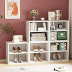Storage Cube 2 Tiers White Stackable Storage Shelf, Cubby Organizer Wooden Display Shelf Closet Organizer,Modern Cubical Bookcase Compact Storage Cabinet for Living Room Bedroom Office