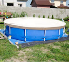 ECOOPTS 16 ft Waterproof Round Polyester Pool Cover for Above Ground Pools, Swimming Pool Cover Protector Winter Safety Cover (Beige)