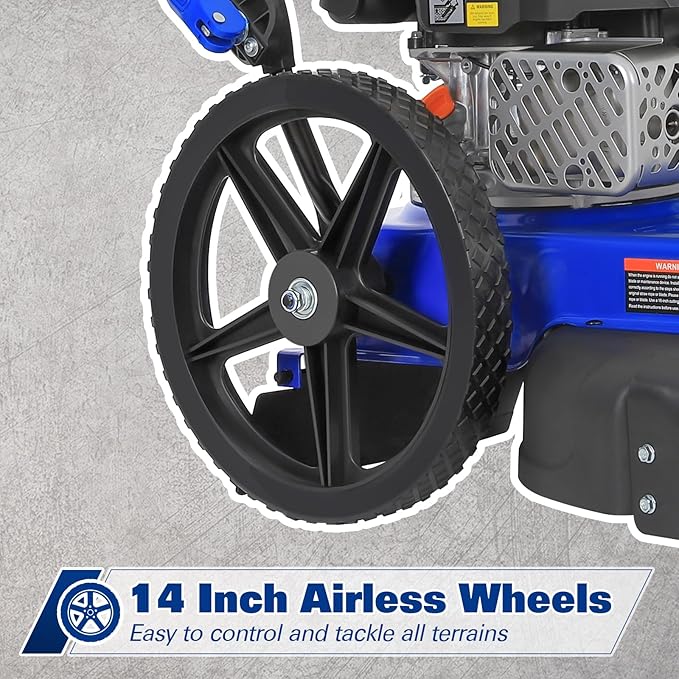 BILT HARD Walk Behind String Trimmer, 170cc 4-Cycle Gas Brush Hog Mower, 22 Inch Cutting Diameter, Push Weed Eater with 14 Inch Flat Free Wheels, Brush Cutter for Farm, Lawn, Yard