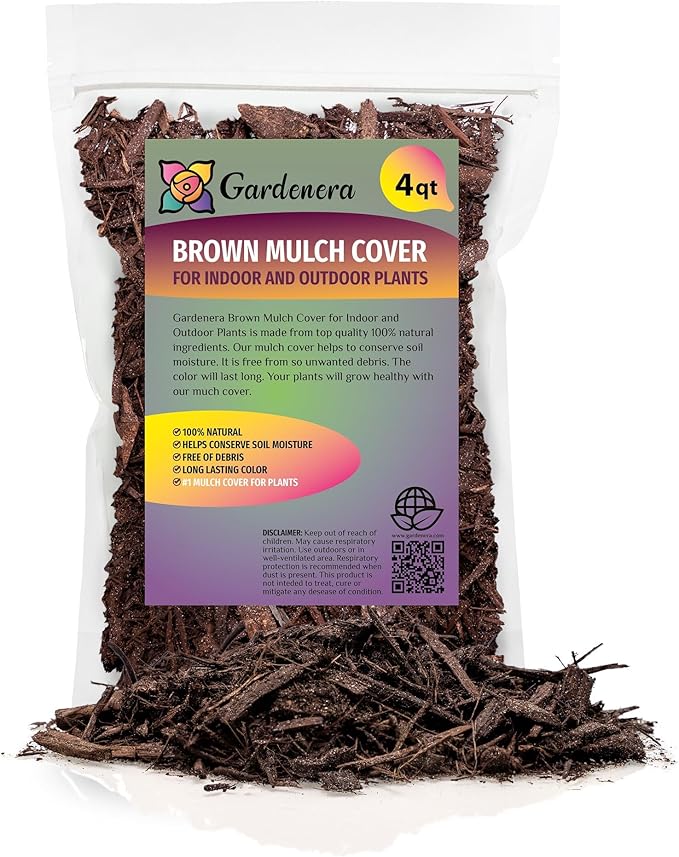 Gardenera Brown Mulch - Protect Your Plants with a Sustainable Ground Cover - 4 QUARTS