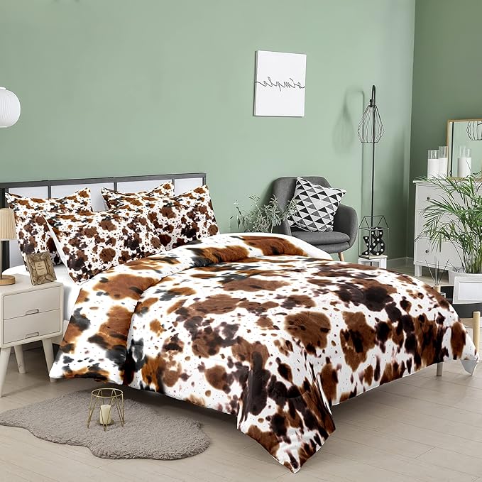 Tailor Shop Full Cow Print Bedding Set, 3Pcs for Boys Teens Girls, Includes Comforter & 2 Pillowcases, All Seasons, Polyester Microfiber, Unisex, Ideal Gift